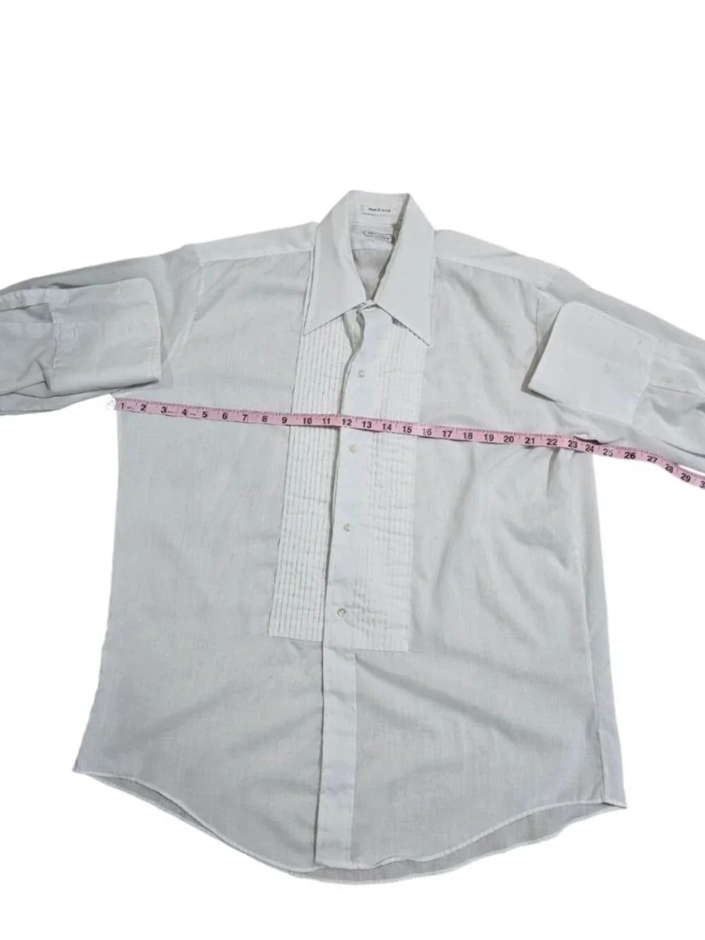 Vintage Mr. Witt Men Large White Tuxedo Shirt Pleated Front French Cuff USA Made - Picture 5 of 7